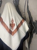 Shemagh Yéménite Blanc-Marron - Brodé