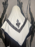 Shemagh Yéménite Blanc-Gris - Brodé