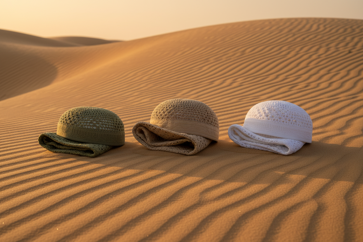 Chechiyas pliées dans le Sahara