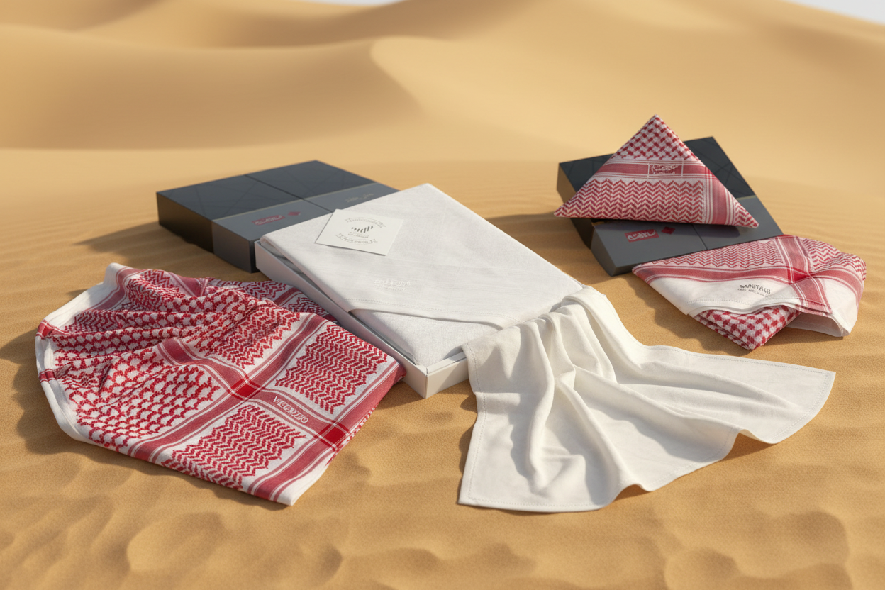 Collection de shemaghs sur sable